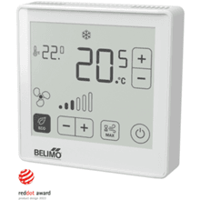 Digitalni sobni termostat Belimo sa ekranom na dodir za preciznu kontrolu temperature i ventilacije u HVAC sistemima.