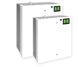 Dva bela fleksibilna ovlaživača vazduha sa digitalnim ekranom za regulaciju vlažnosti